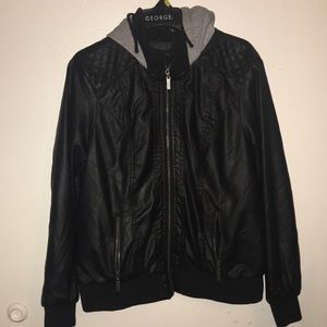 black leather jacket